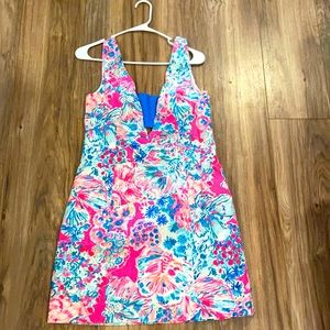 Lilly Pulitzer dress hits right above the knee .